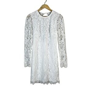 Anna Grace Floral Lace Graduation Mini Dress Open Back White Romantic Size S